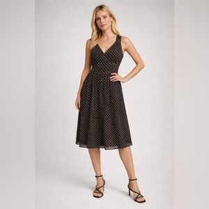 GAP Dress London Crossover Sleeveless Gathered Polka Dot Pleated Shoulder Size 6